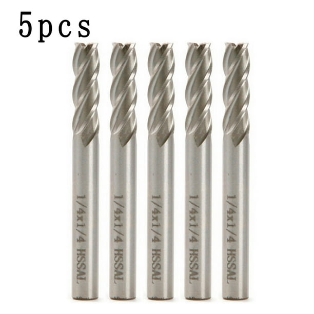 5 Pcs 1//4 Inch HSS Drill Bit End Mill Cutter Tool CNC 4-Flute Router Set